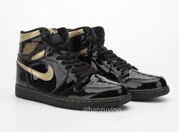 Air Jordan 1 High OG Patent Black Gold